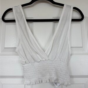 Urban Outfitters White Smocked Crop Top XS